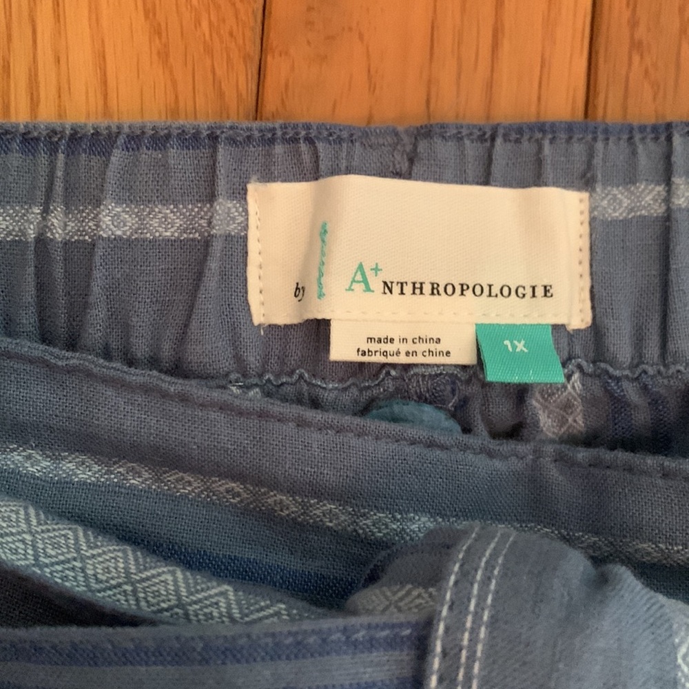 Anthropologie Blue Striped Cropped Pants - Picture 7 of 15